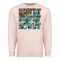 Pale Pink western howdy howdy howdy Premium Sweatshirt - NancyCooperArtShop
