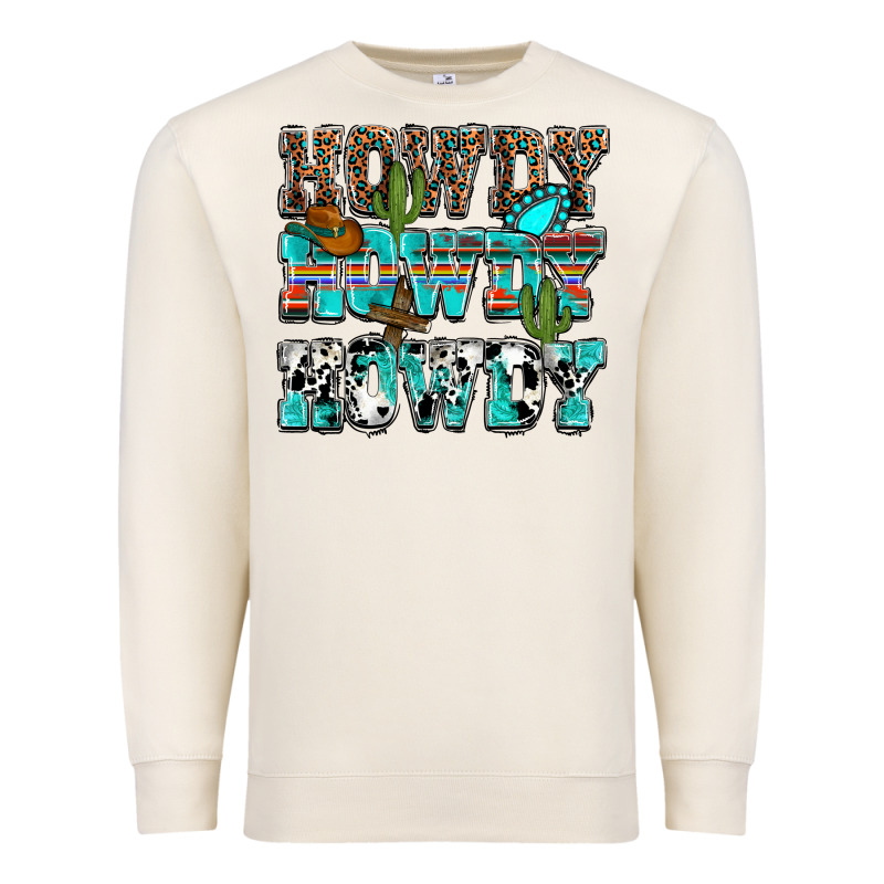 Western Howdy Howdy Howdy Premium Sweatshirt by NancyCooperArtShop | Teevron