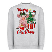 Heather Grey merry christmas pig Heavyweight Sweatshirt - RanaPortraitStore