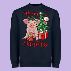Merry Christmas Pig Heavyweight Sweatshirt Designed By Ranaportraitstore