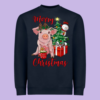 Merry Christmas Pig Heavyweight Sweatshirt Designed By Ranaportraitstore
