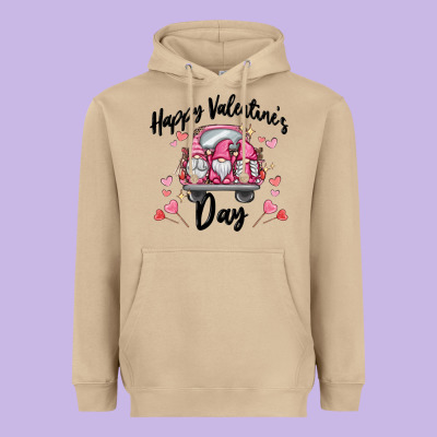 Happy Valentine's Day Gnome Truck Heavyweight Hoodie Designed By Maliassmallbusiness