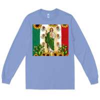 Colony Blue San Judas with Mexican Flag Long Sleeve Tee - JahusDesignShop