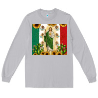 Moon Dust San Judas with Mexican Flag Long Sleeve Tee - JahusDesignShop