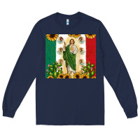 Navy San Judas with Mexican Flag Long Sleeve Tee - JahusDesignShop