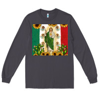 Smoke San Judas with Mexican Flag Long Sleeve Tee - JahusDesignShop