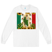 White San Judas with Mexican Flag Long Sleeve Tee - JahusDesignShop