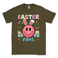 Army Green easter vibes smiley face Classic Tee - Artiststas