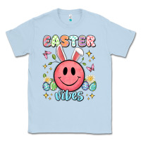 Dusty Blue easter vibes smiley face Classic Tee - Artiststas