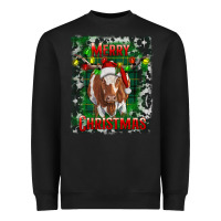 Black merry christmas longhorn cow Heavyweight Sweatshirt - RanaPortraitStore