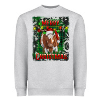 Heather Grey merry christmas longhorn cow Heavyweight Sweatshirt - RanaPortraitStore