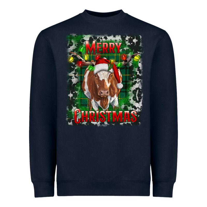 Merry Christmas Longhorn Cow Heavyweight Sweatshirt by RanaPortraitStore | Teevron