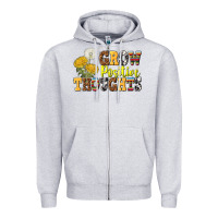 Heather Grey grow positive thoughts Zipper Hoodie - NancyCooperArtShop