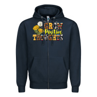 Navy grow positive thoughts Zipper Hoodie - NancyCooperArtShop