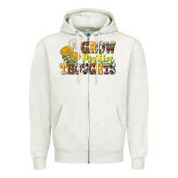 Oatmeal Heather grow positive thoughts Zipper Hoodie - NancyCooperArtShop