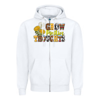 White grow positive thoughts Zipper Hoodie - NancyCooperArtShop