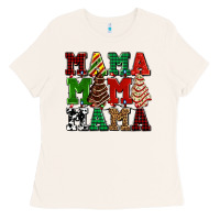 Bone mama mama mama with christmas lights and christmas tree cakes Ladies Tee - AdoDesignShop
