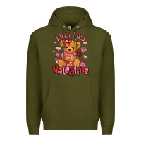 Army Green little miss valentine teddy bear Premium Hoodie - LillyAllenDesigns
