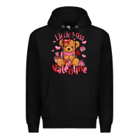 Black little miss valentine teddy bear Premium Hoodie - LillyAllenDesigns