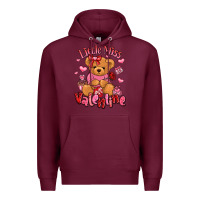 Burgundy little miss valentine teddy bear Premium Hoodie - LillyAllenDesigns