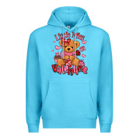 Ocean Blue little miss valentine teddy bear Premium Hoodie - LillyAllenDesigns