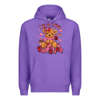 Purple little miss valentine teddy bear Premium Hoodie - LillyAllenDesigns