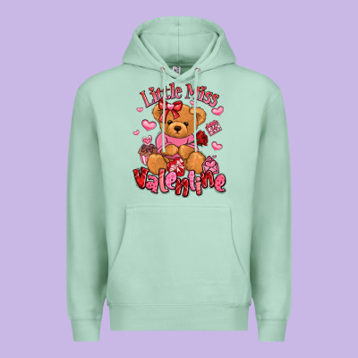 Little Miss Valentine Teddy Bear Premium Hoodie Designed By Lillyallendesigns