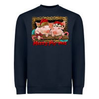 Navy merry pig mas Heavyweight Sweatshirt - RanaPortraitStore