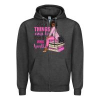 Charcoal Heather good things come to those who hustle Zipper Hoodie - NancyCooperArtShop