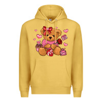 Antique Gold valentines day teddy bear Premium Hoodie - LillyAllenDesigns
