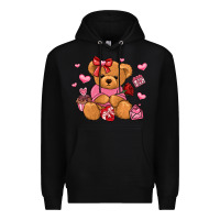 Black valentines day teddy bear Premium Hoodie - LillyAllenDesigns