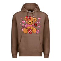 Chestnut valentines day teddy bear Premium Hoodie - LillyAllenDesigns