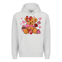 Dove Grey valentines day teddy bear Premium Hoodie - LillyAllenDesigns