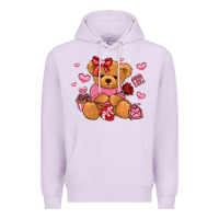 Lilac valentines day teddy bear Premium Hoodie - LillyAllenDesigns