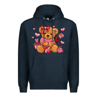 Navy valentines day teddy bear Premium Hoodie - LillyAllenDesigns