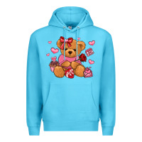 Ocean Blue valentines day teddy bear Premium Hoodie - LillyAllenDesigns