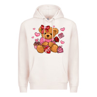 Pale Pink valentines day teddy bear Premium Hoodie - LillyAllenDesigns