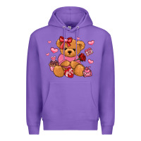 Purple valentines day teddy bear Premium Hoodie - LillyAllenDesigns