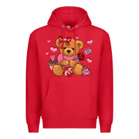 Red valentines day teddy bear Premium Hoodie - LillyAllenDesigns