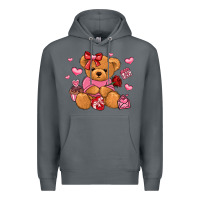 Rock valentines day teddy bear Premium Hoodie - LillyAllenDesigns