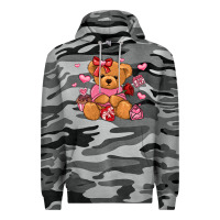 Slate Camo valentines day teddy bear Premium Hoodie - LillyAllenDesigns