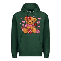 Sports Green valentines day teddy bear Premium Hoodie - LillyAllenDesigns