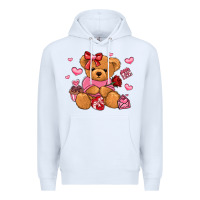 White valentines day teddy bear Premium Hoodie - LillyAllenDesigns