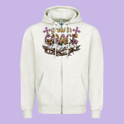 Grow In Grace Zipper Hoodie Designed By Nancycooperartshop