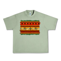Oil Green bullskull thunderbird aztec pattern warm colors Urban Heavy Tee - BarkalooDesign