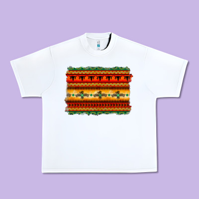Bullskull Thunderbird Aztec Pattern Warm Colors Urban Heavy Tee Designed By Barkaloodesign