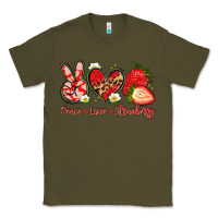 Army Green peace love strawberry Classic Tee - Artiststas