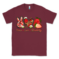 Burgundy peace love strawberry Classic Tee - Artiststas