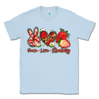 Dusty Blue peace love strawberry Classic Tee - Artiststas