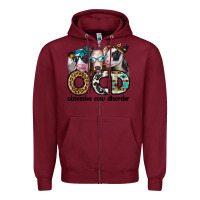 Burgundy ocd obsessive cow disorder Zipper Hoodie - Jasminsmagicworld